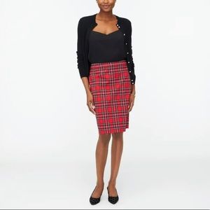J.Crew- Cotton Sateen Red Tartan Plaid Pencil Skirt